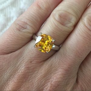 Emerald cut canary yellow diamond cubic zirconia